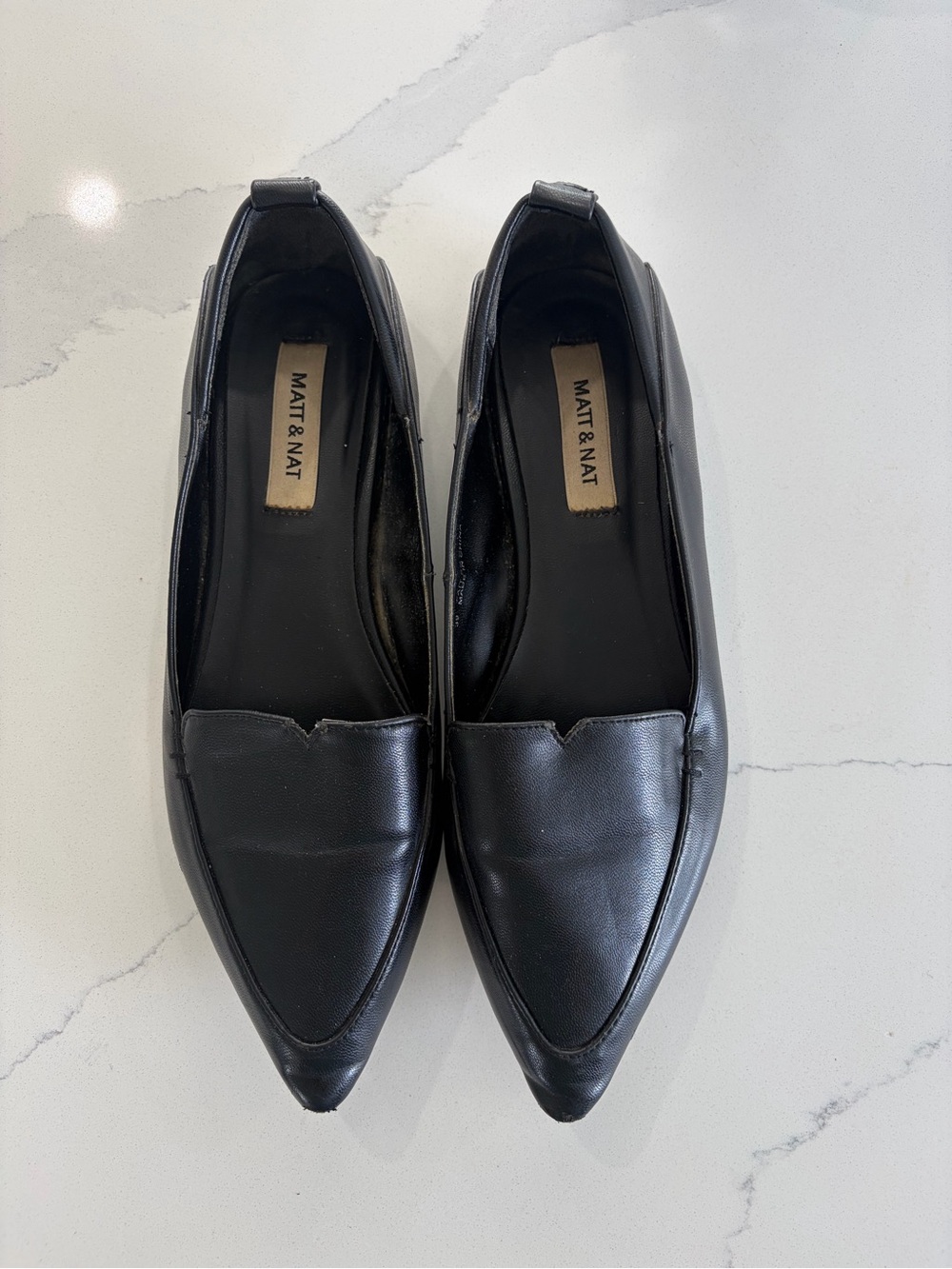Matt & Nat Black Pointed-Toe Vegan Loafers